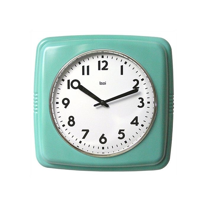 The retro diner cubist wall clock in turquoise