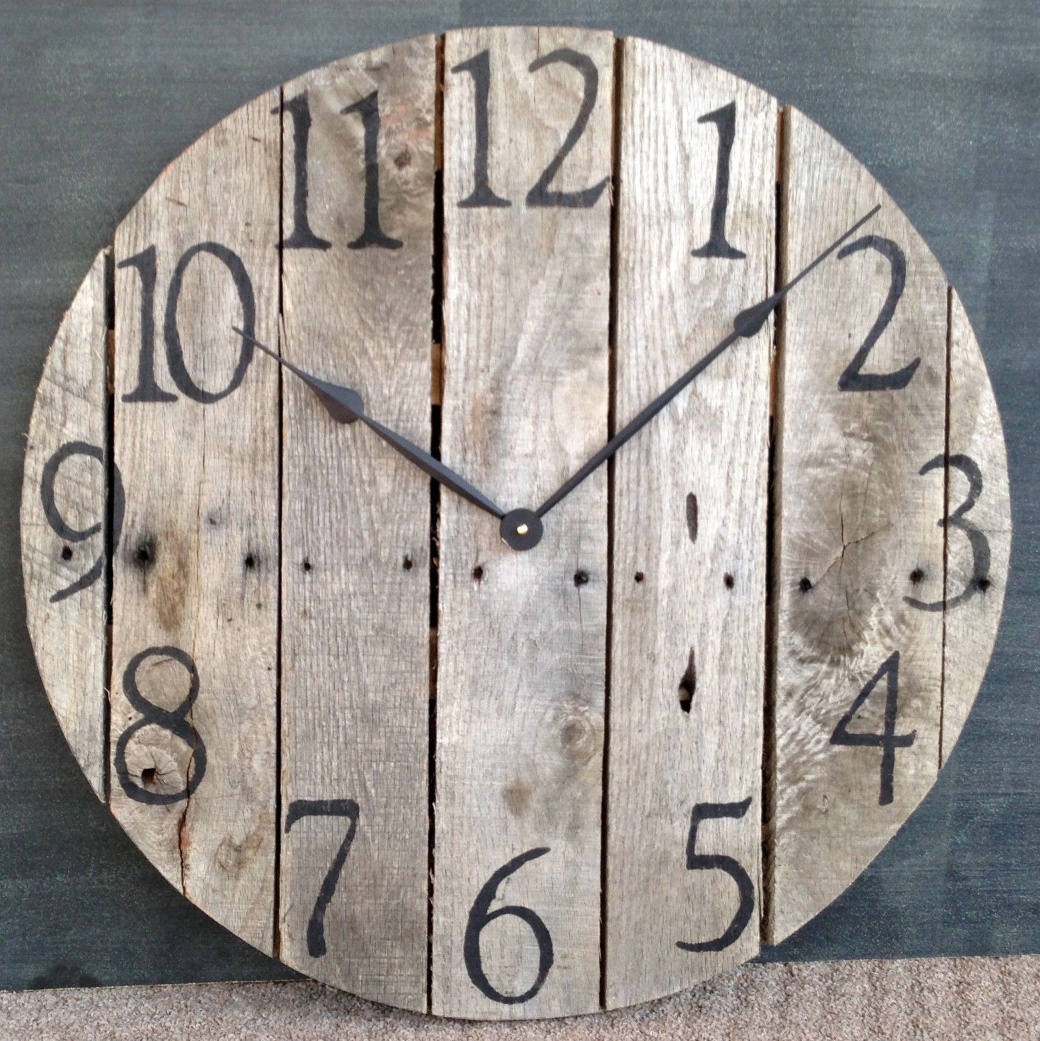 Large rustic pallet wood wall clock