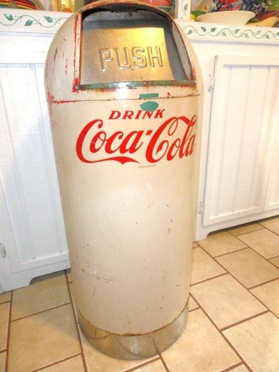 Vintage coca cola coke trash can mid