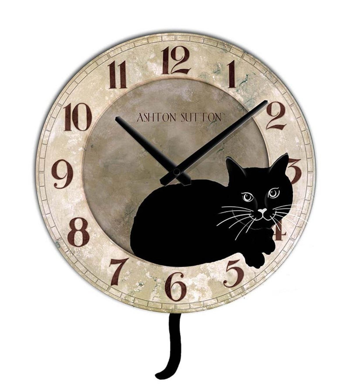 Ashton Sutton Cat Clock with Pendulum