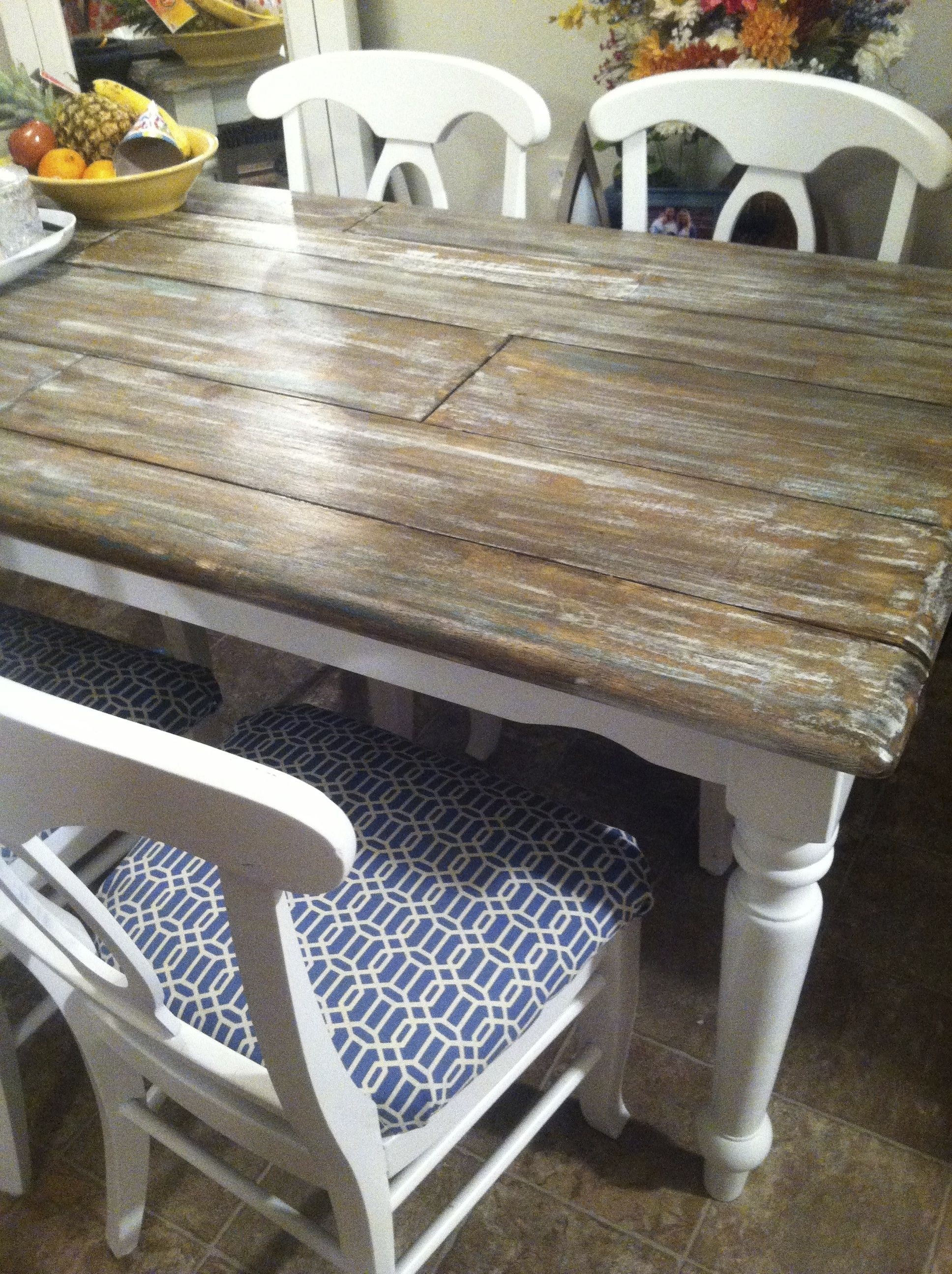 Distressed wood kitchen tables