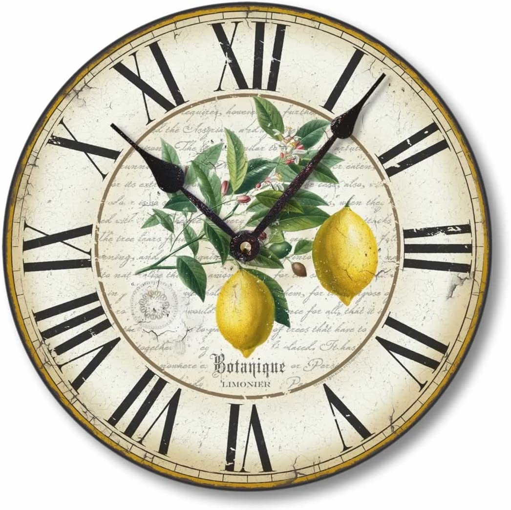 Item C8201 Antique Style 12 Inch Botanical Lemon Clock