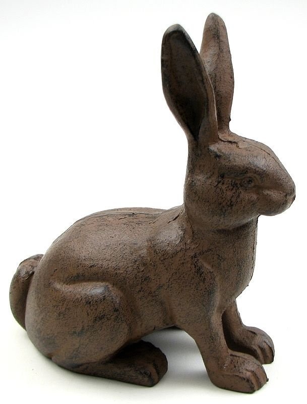 Large jack rabbit statue bunny cast iron 9 25 inch