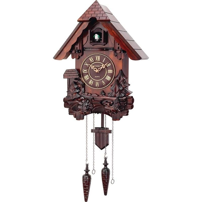 New Kassel Cuckoo Clock Hand Carved Wooden Accents Precise Quartz Movement Requires 2 D Batteries