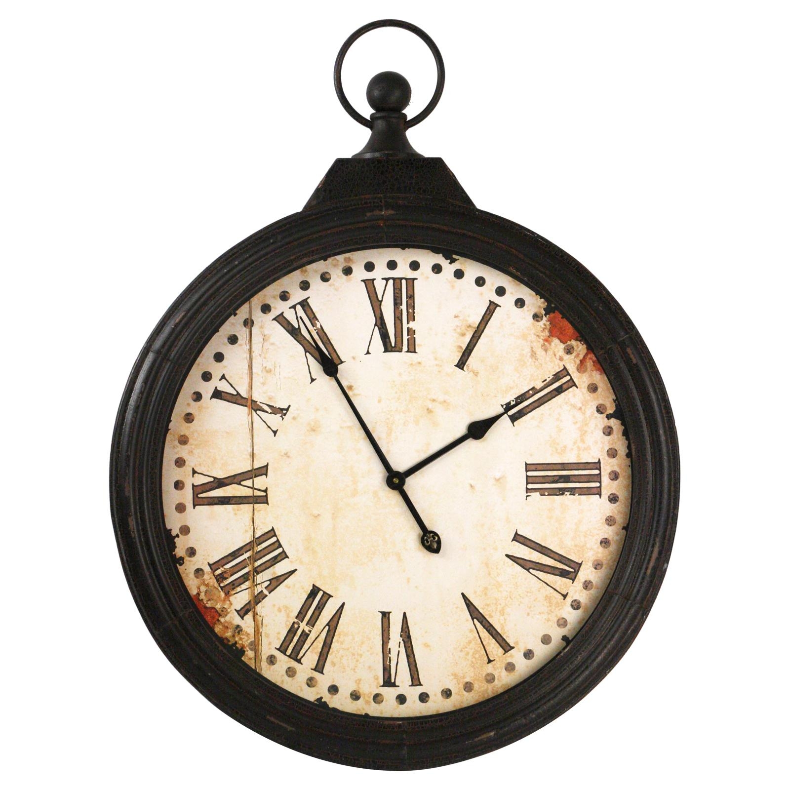 Rustic Iron Large 'Pocket Watch' Wall Clock
