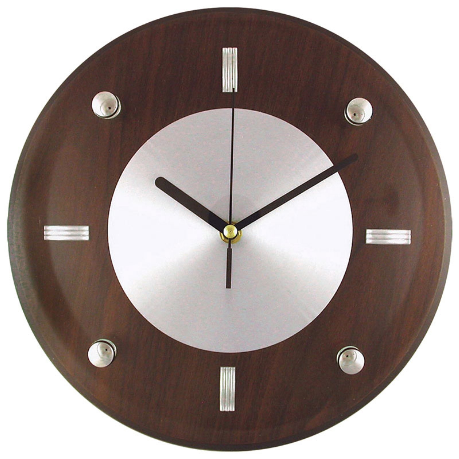 Timekeeper Products LLC 11-Inch Round Brown and Silver Wall Clock