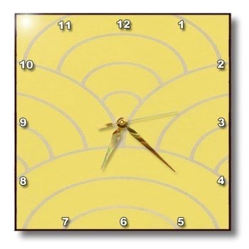 3dRose dpp_109818_1 Art Deco Big 'n Bold Gray 'n Yellow Design Wall Clock, 10 by 10-Inch