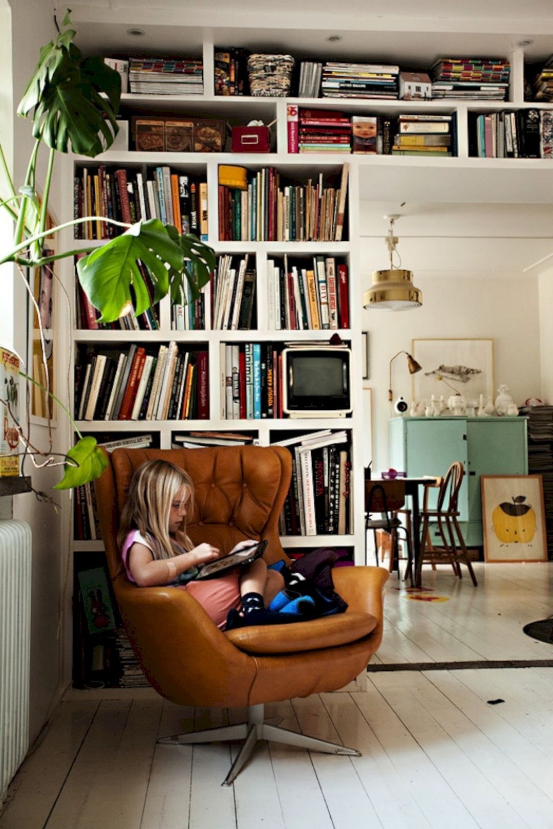 Books plants comfy chair