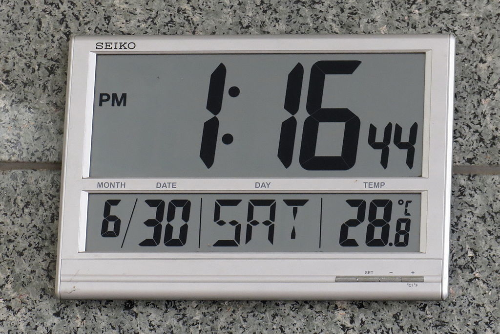 Digital led calendar clock with day and date
