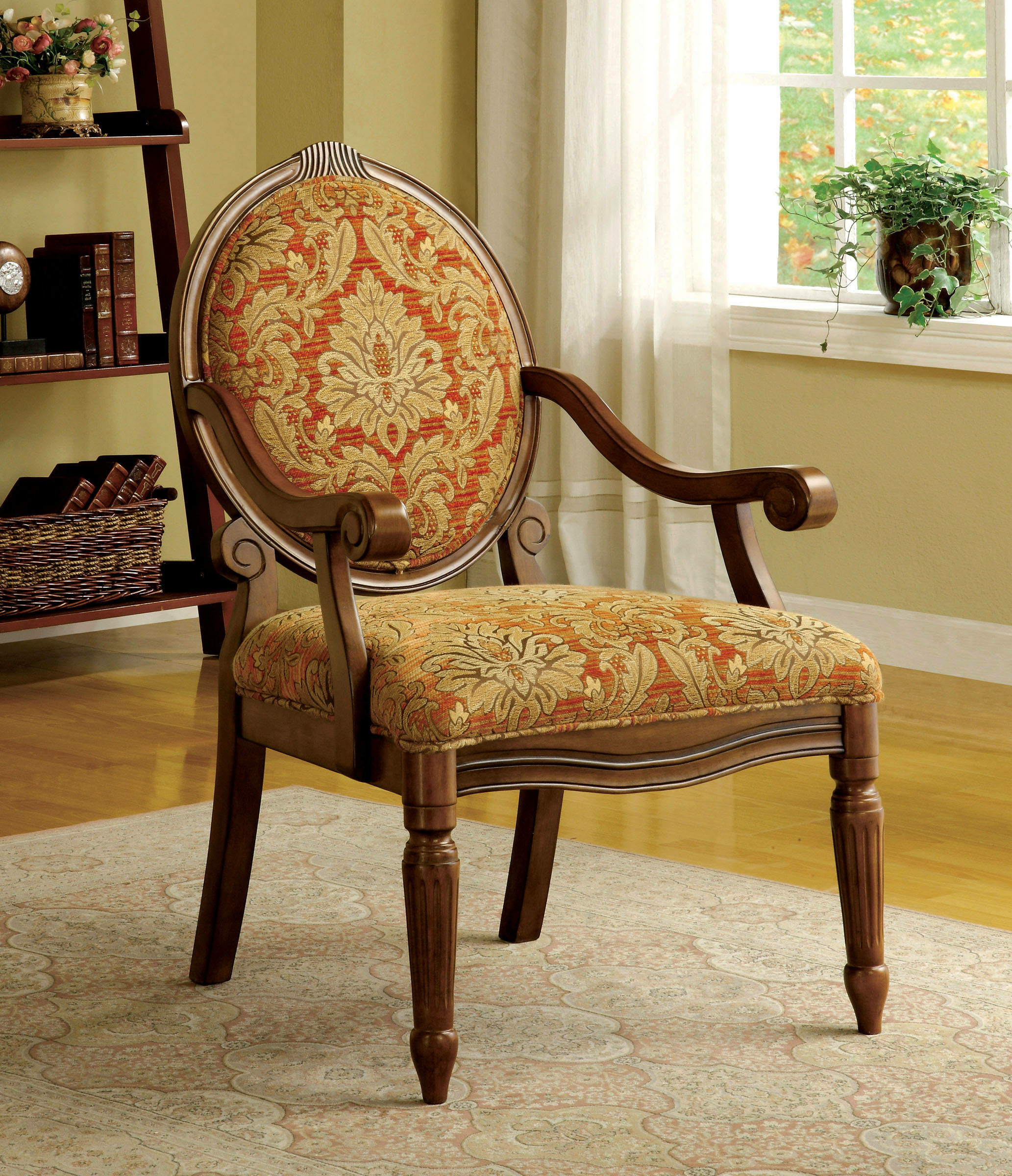 Hammond Accent Chair in Espresso / Antique Oak Finish by Furniture of America # CM-AC6024