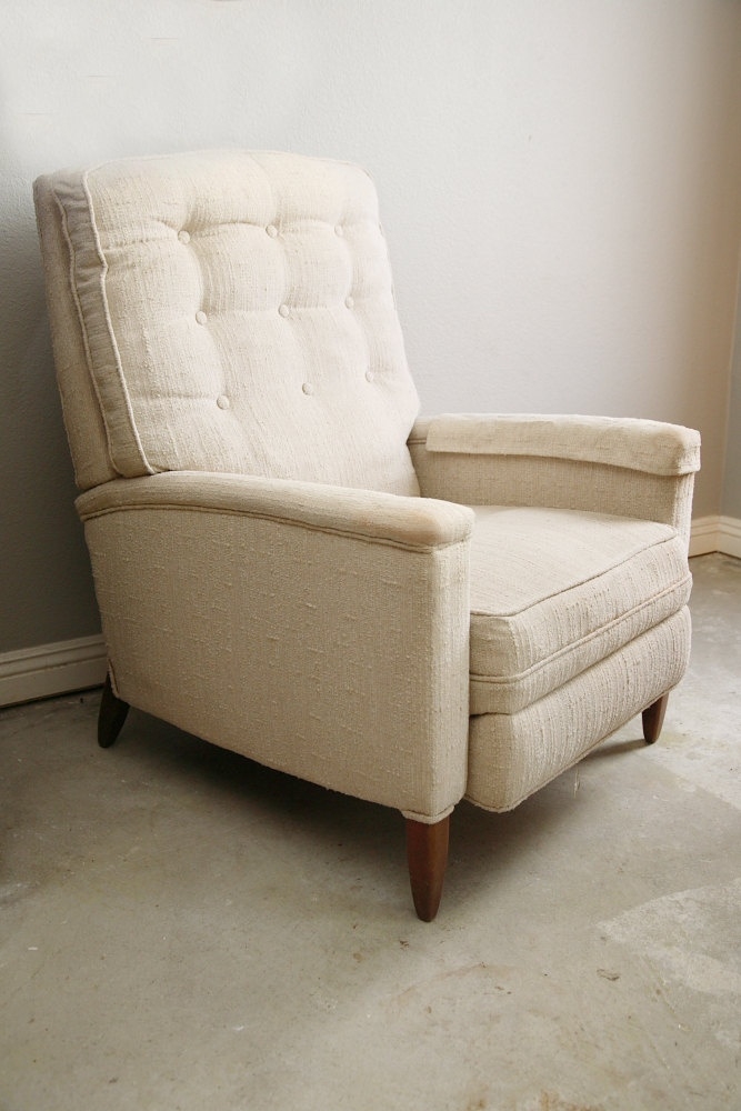 Mid century modern recliner chair bone