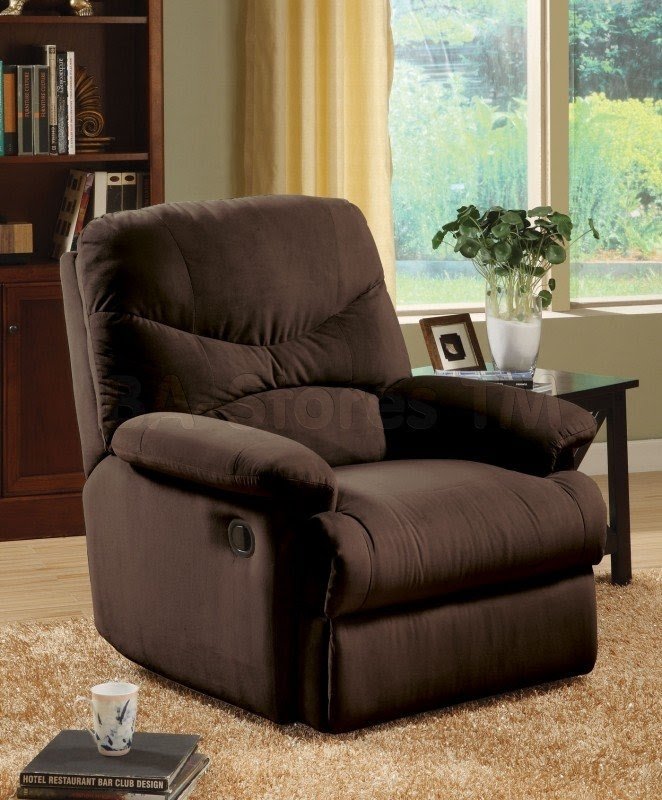 Plush chocolate microfiber recliner chair