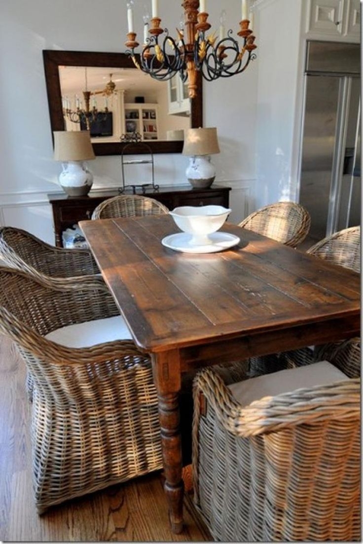 dining room table with rattan chairs