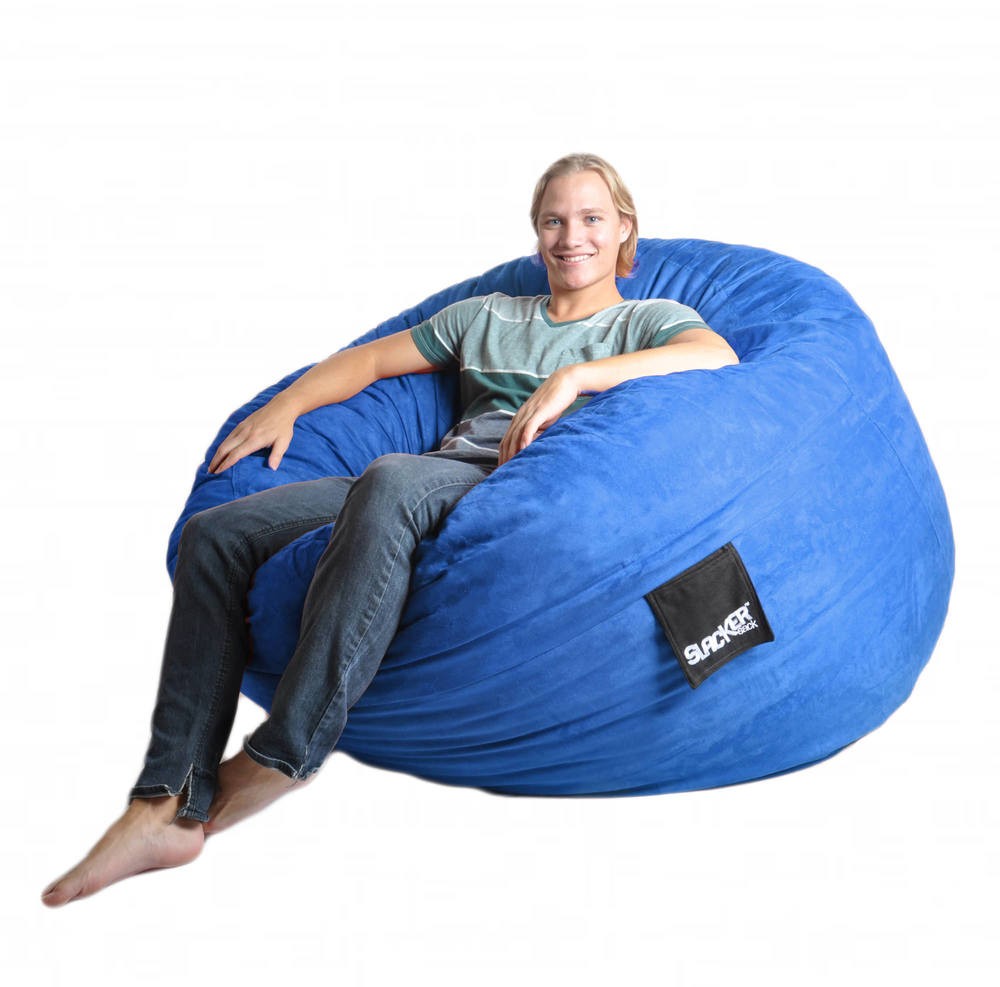 5 ft Royal Blue Large Foam Bean Bag Chair Microfiber Suede SLACKER sack Foof Beanbag Chair like LoveSac
