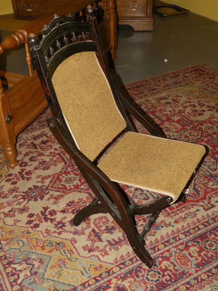 Antique victorian folding lawn side wood chair