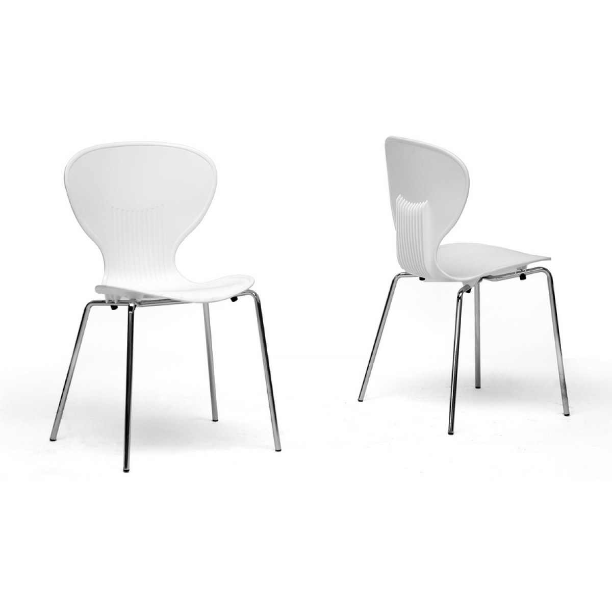 Boujan White Plastic Modern Dining Chair Set Of 2