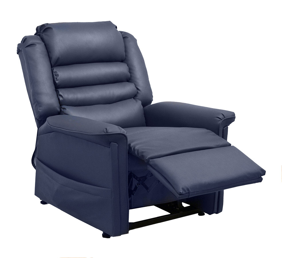 Catnapper Invincible Lift Full Lay-Out Chaise Recliner with Medical Grade Vinyl - Deep Sapphire