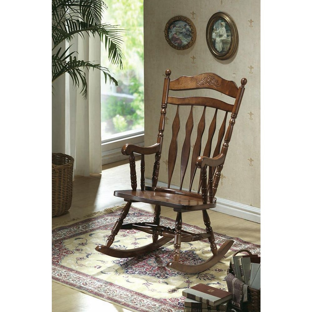 Grand Traditions Dark Walnut Solid Wood Rocking Chair
