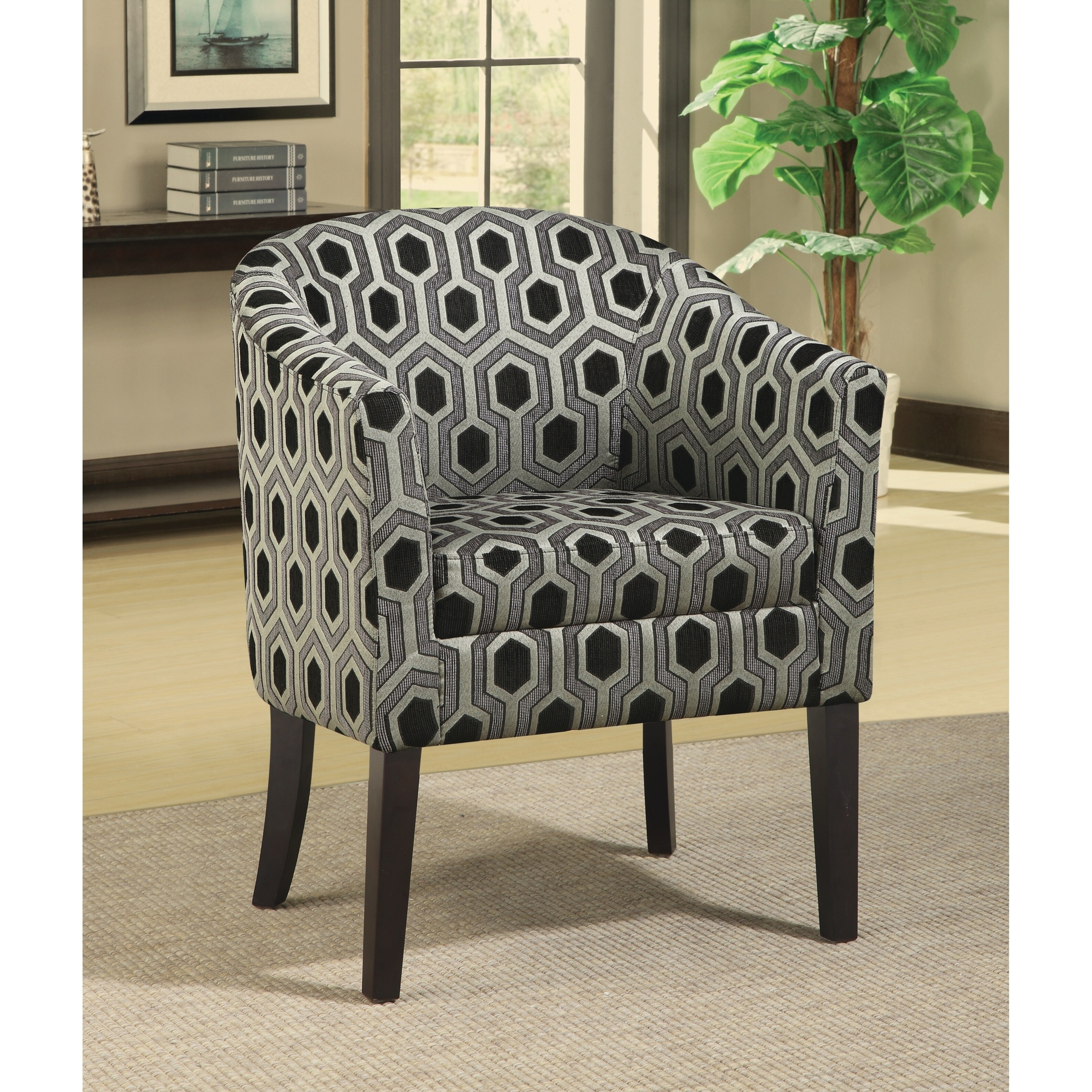 Grey and Black Patterned Accent Chair By Coaster Furniture