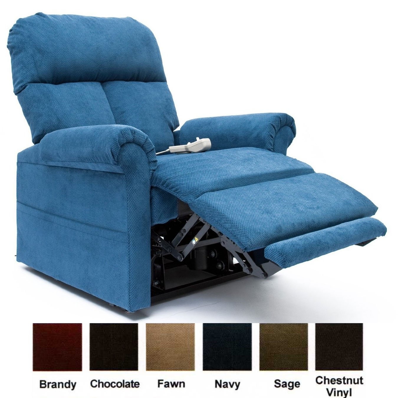 Mega Motion Power Easy Comfort Lift Chair Recliner LC-100 Infinite Position Rising Electric Chaise Lounger - Navy Blue Color Fabric
