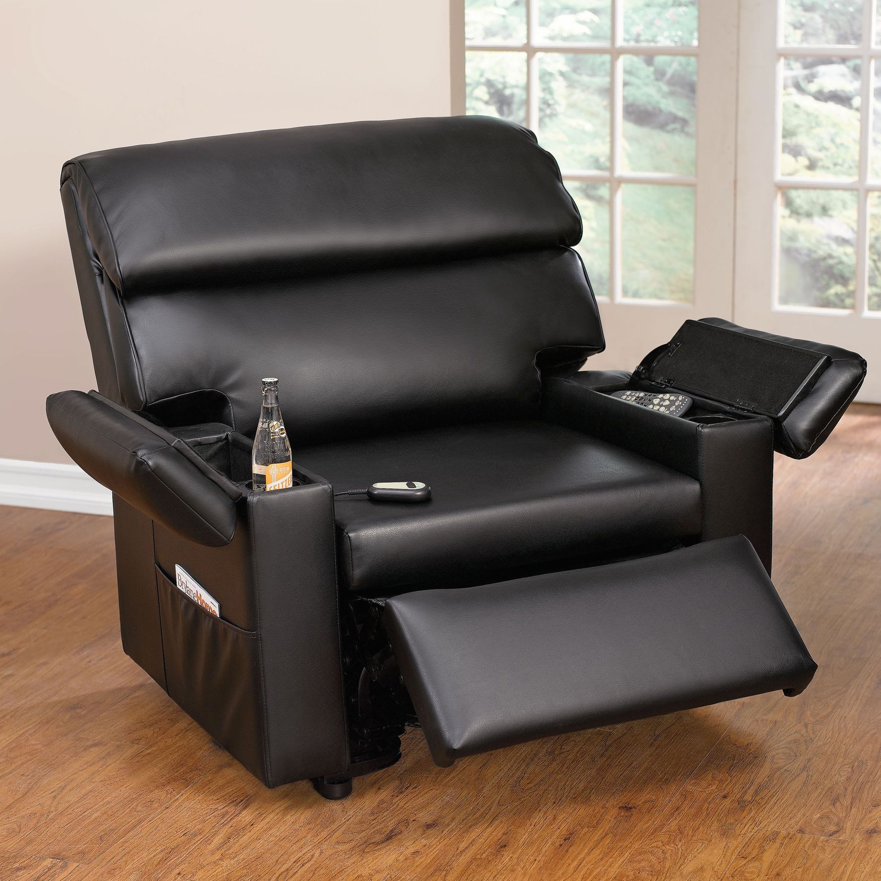 Plus+Size Living Brylanehome Extra Wide Leather-Look Power-Lift Chair With Storage Arms