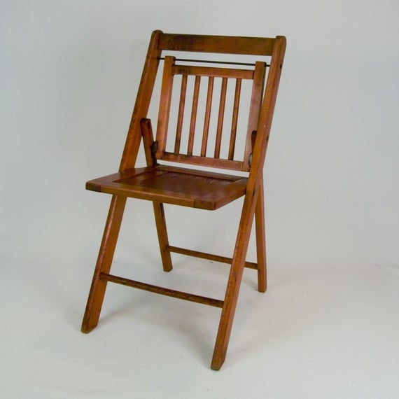 Vintage oak wood folding chair
