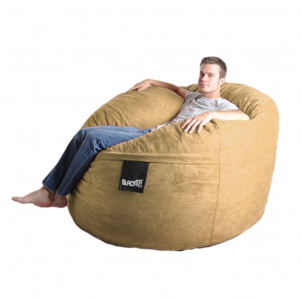 5' Light Brown Foam Bean Bag Chair like LoveSac Microsuede SLACKER sack Love Sack