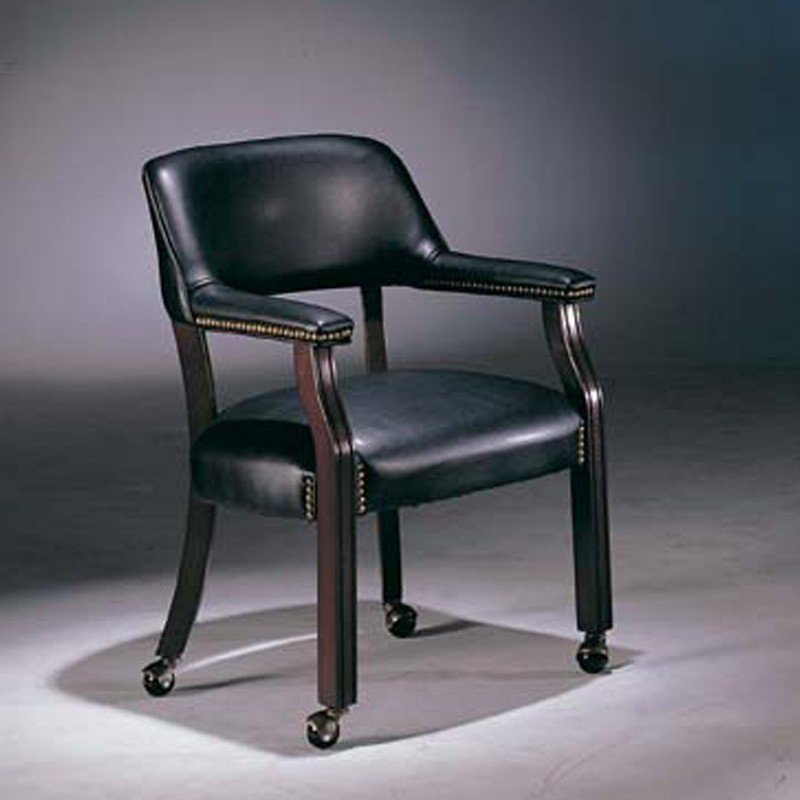 Captain Chair with Casters Dark Blue Bycast Leather