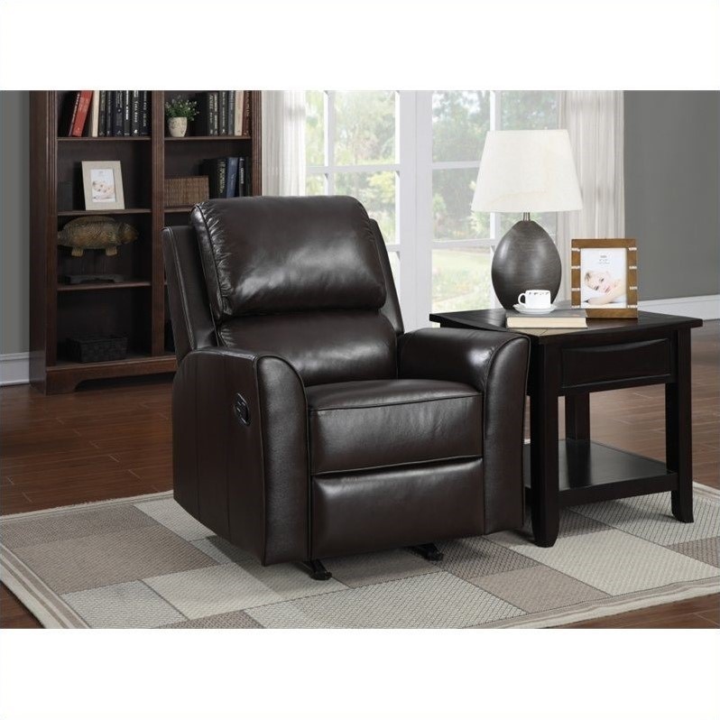 Chocolate Leather Rocker Recliner