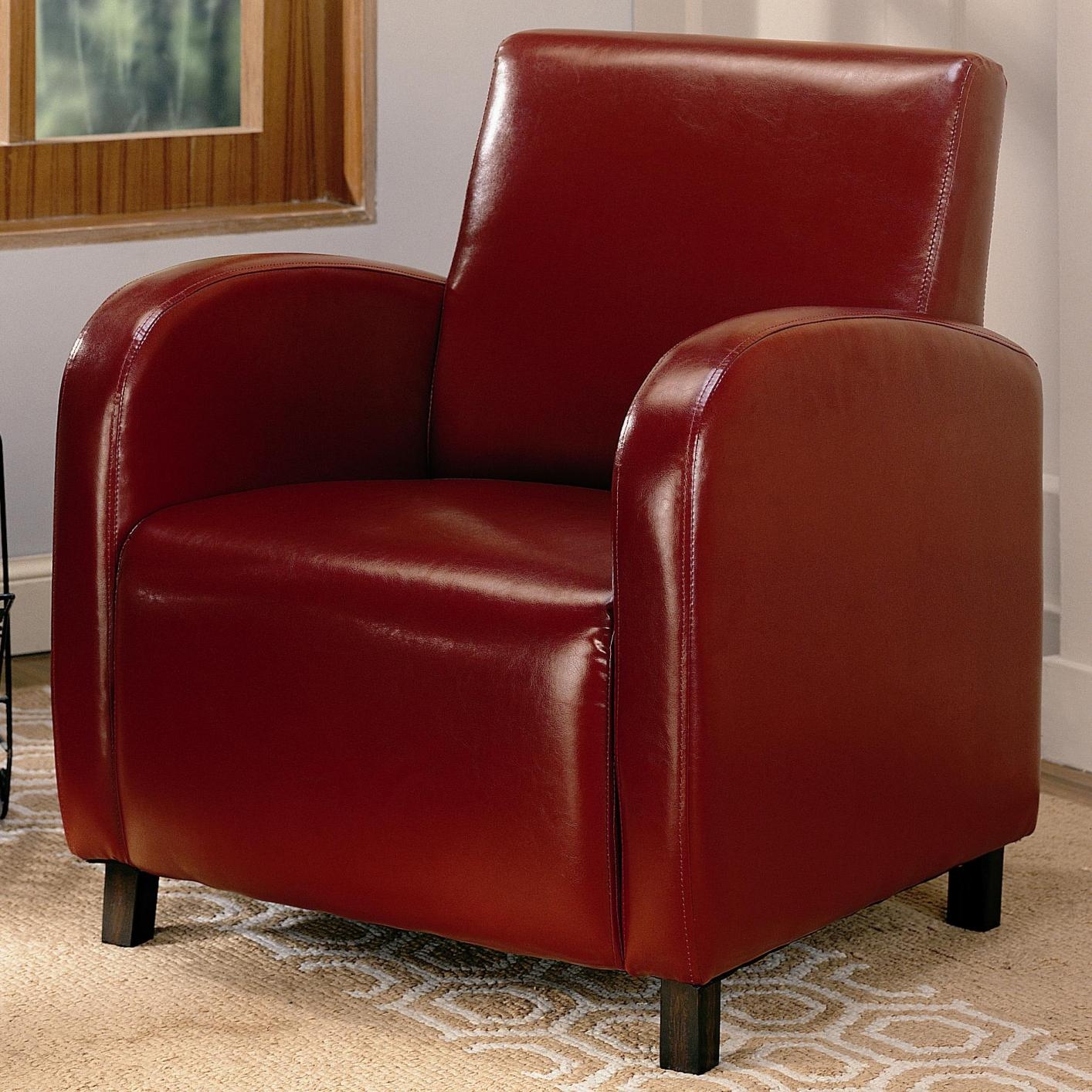 Deep Red Leather-like Accent Chair, Small Office Waiting Area Chair