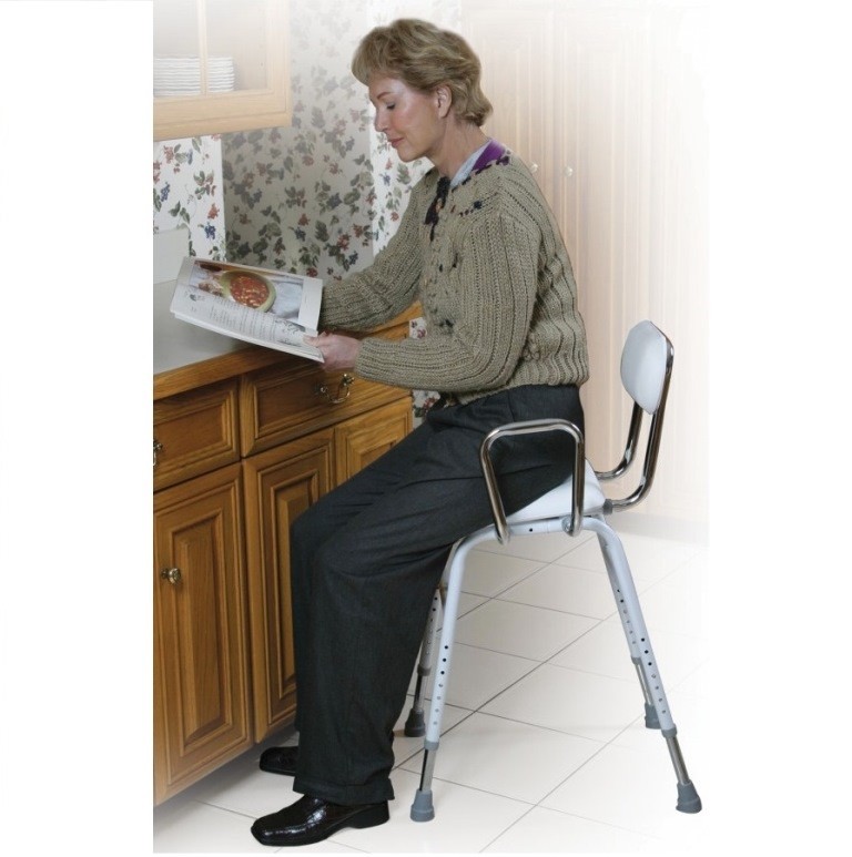 Height Adjustable Low-Back Drafting Chair with Adjustable Arms