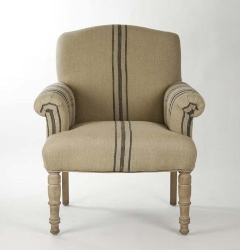 Rama French Country Blue Stripe Linen Club Chair