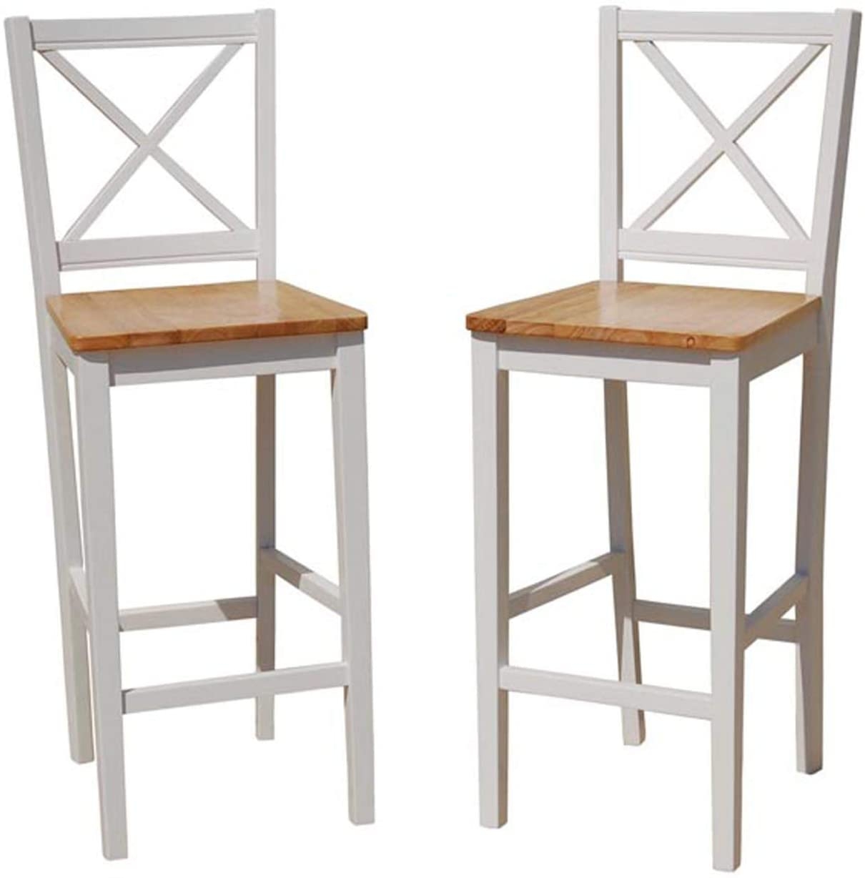 TMS 30 inch Virginia Cross Back Stools (Set of 2), White/natural