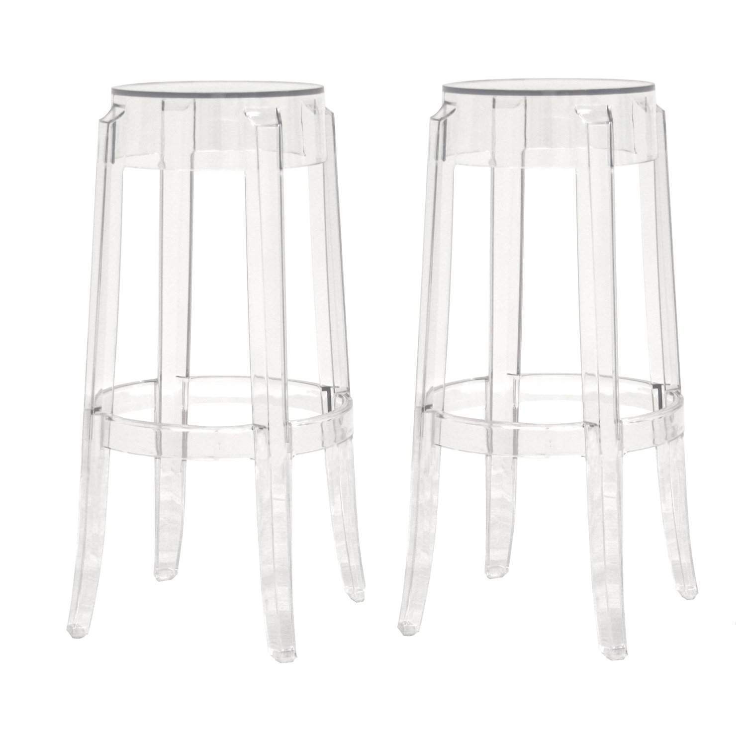 Transparent Acrylic Plastic Bar Stools - Set of 2