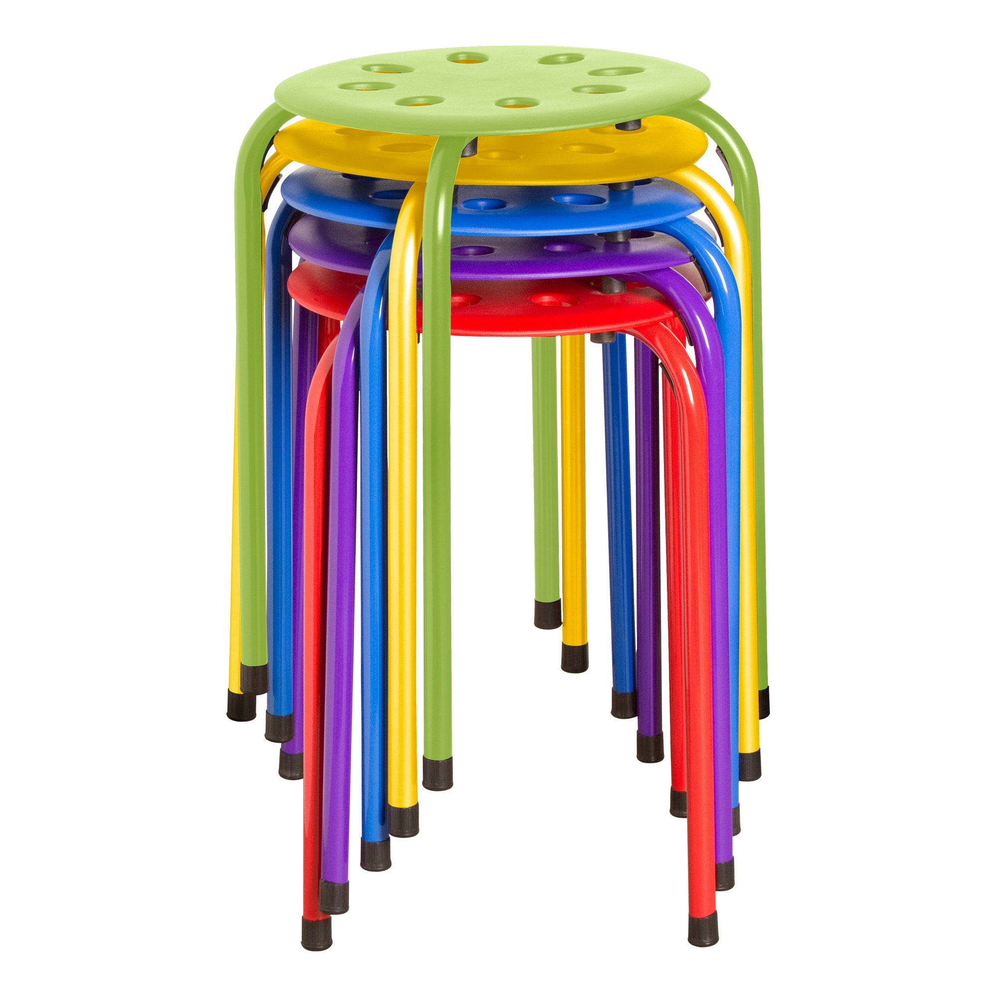 Assorted Color Plastic Stack Stool - Pack of 5