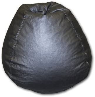 Black Genuine Leather Bean Bag Chair