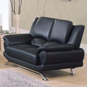 Global Furniture Rogers Collection Bonded Leather Matching Love Seat, 9908, Black with Chrome Legs