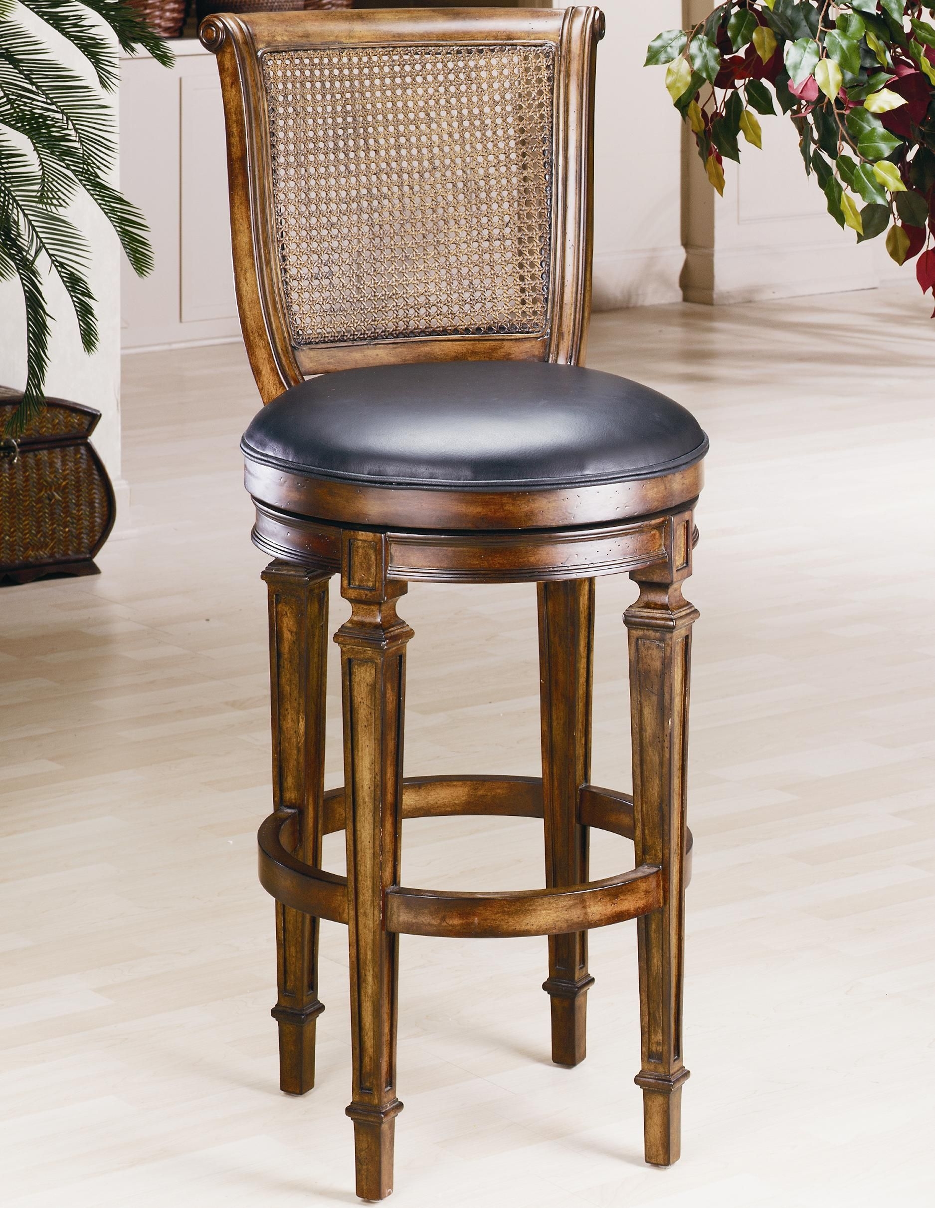 Hillsdale Dalton Cane Back Swivel Counter Stool With Leather Seat 61908