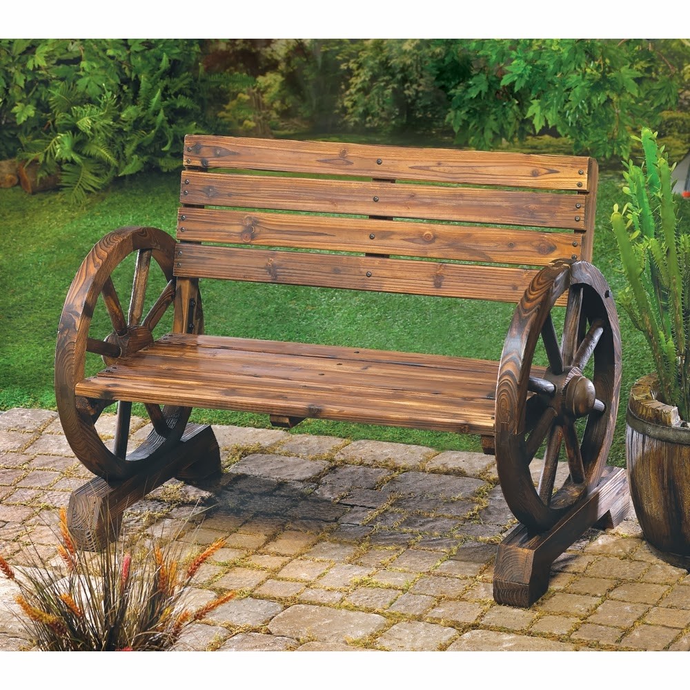 LoveSeat Outdoor Wagon Wheel Bench