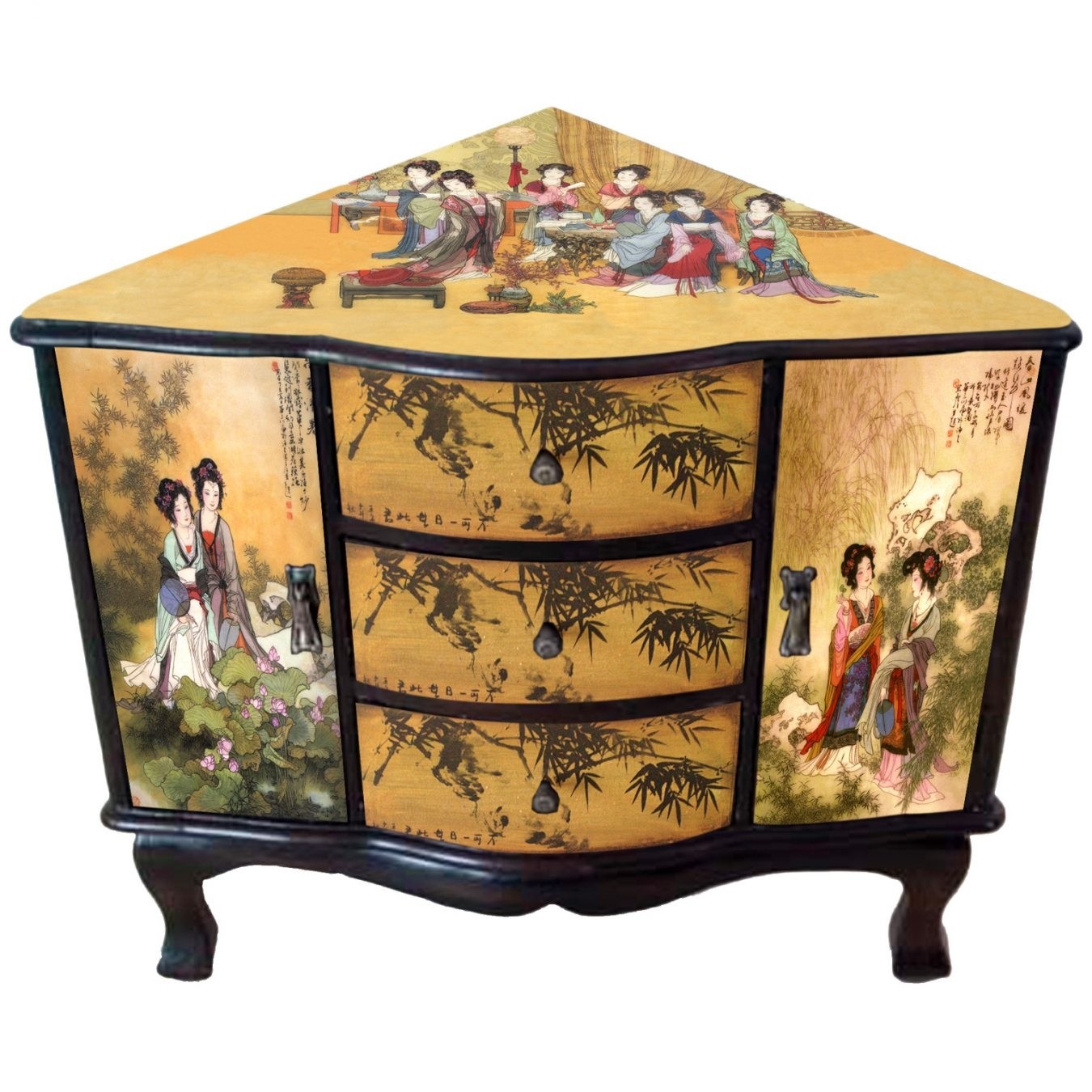 Oriental Furniture Best Quality Low Price Japanese Style Decor Accent Accessory, 24-Inch Enchanted Ladies Asian Design Corner Cabinet