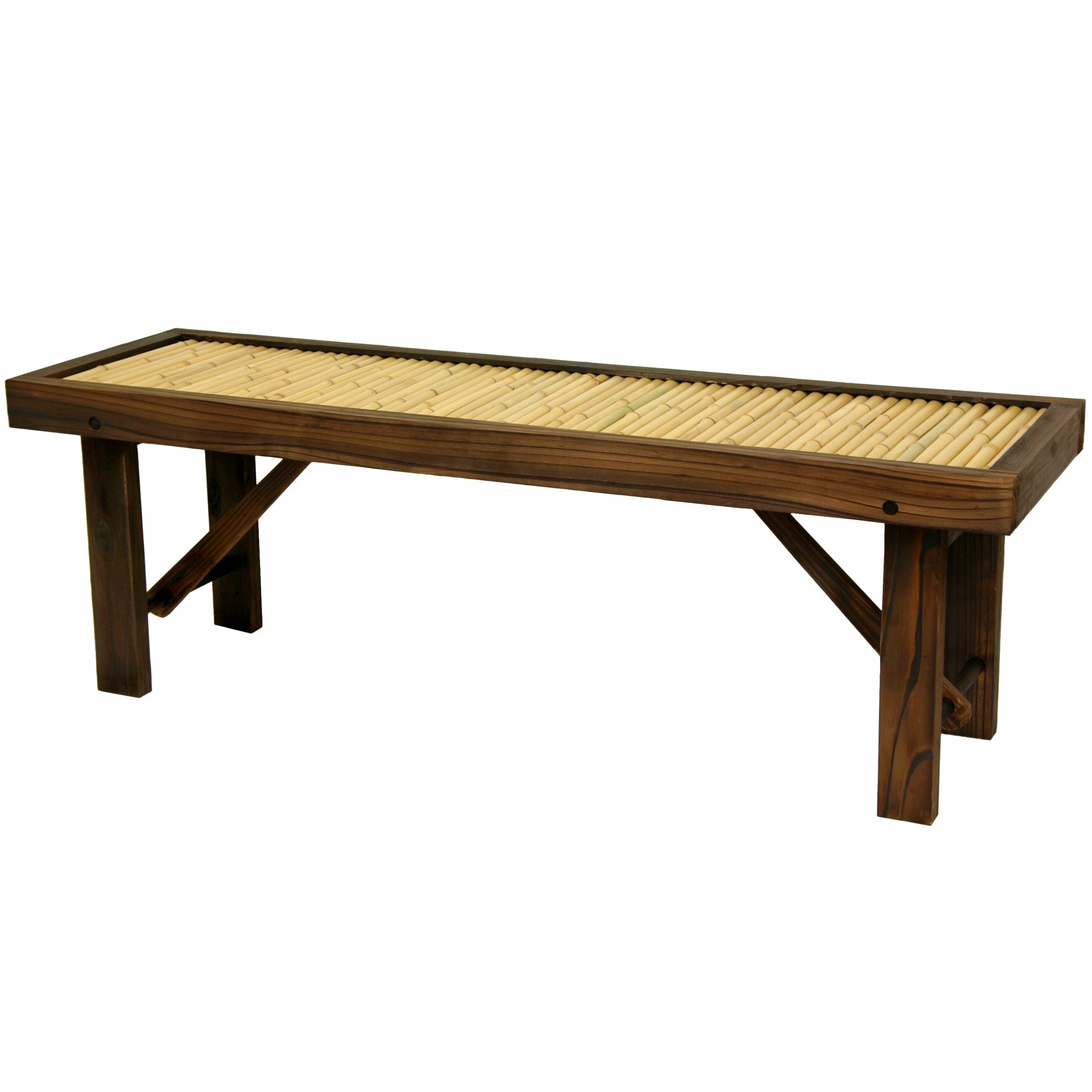 Oriental Furniture Japanese Bamboo Bench with Wood Frame