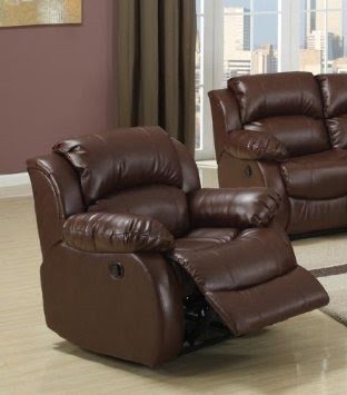 Recliner Sofa Chair in Walnut Bonded Leather Match