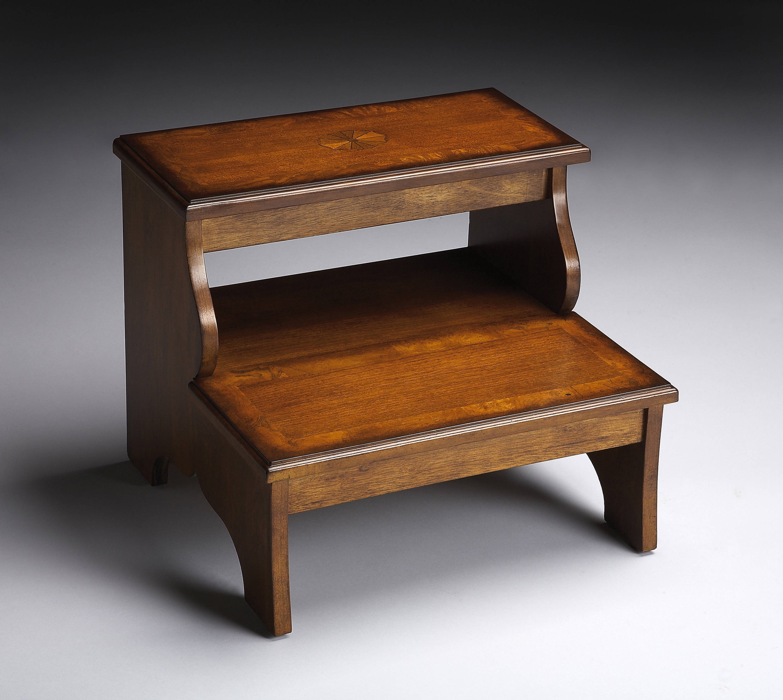 Stratford Hills Inlaid Step Stool - Two Step Bed Step - Accent Furniture