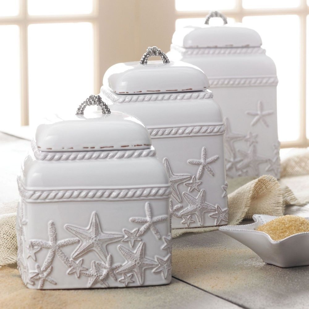 Elegant Kitchen Canisters Foter   Mud Pie Starfish Canister Set 