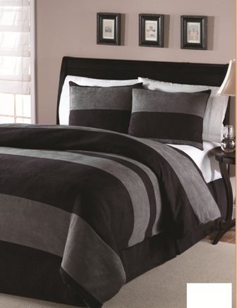 4PC Black microsuede down alternative comforter set Queen size 86x86