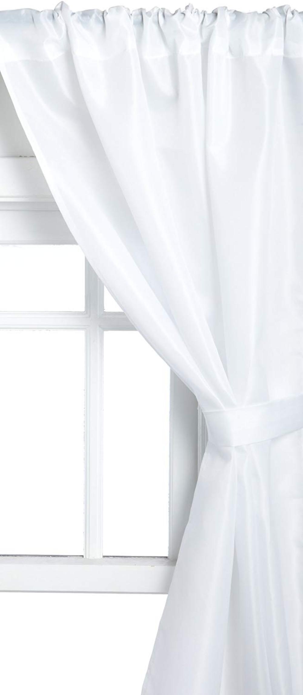 Carnation Home Fashions Polyester Fabric Bathroom Window Curtain, White, 36''x54""