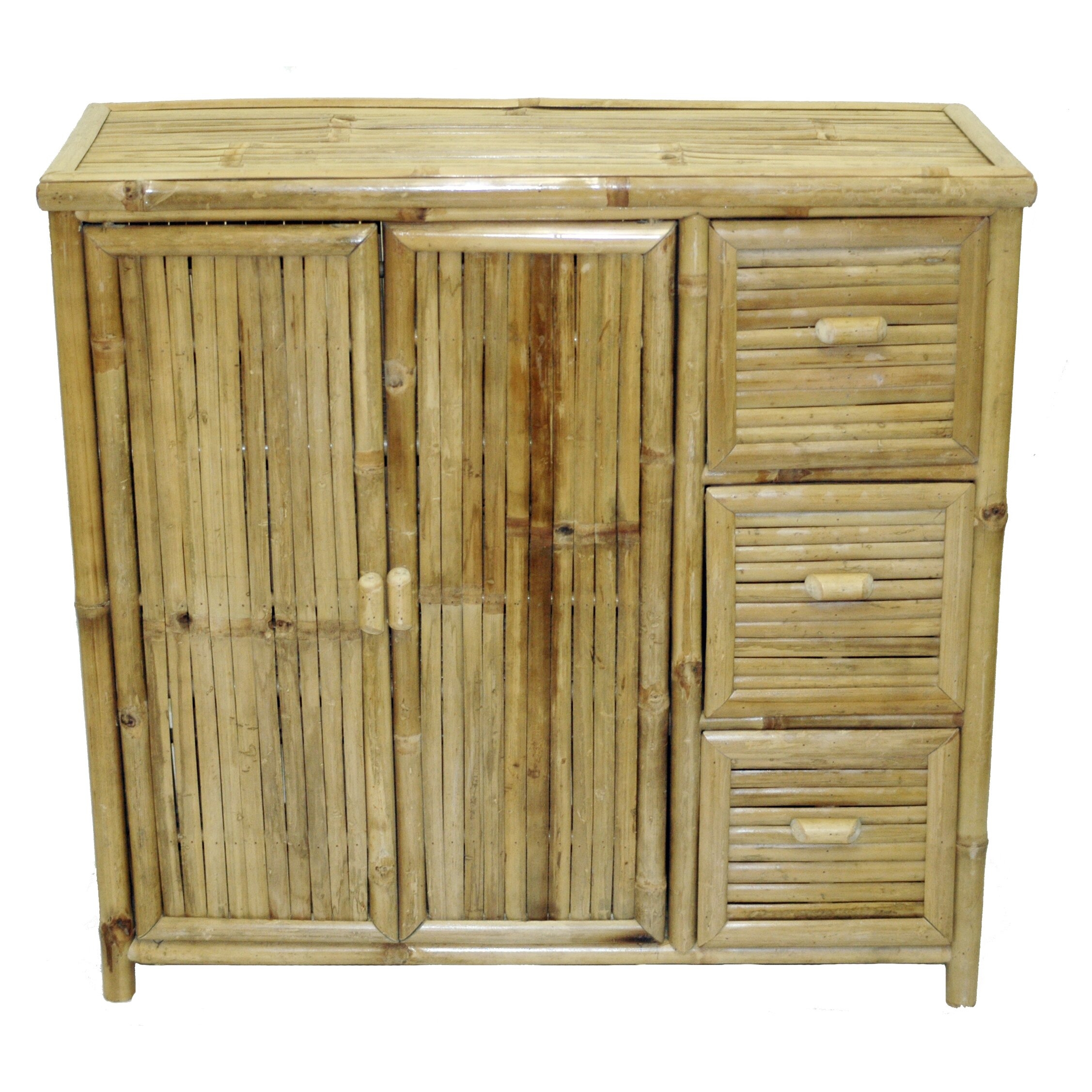 Bamboo Storage Console Cabinet with Doors and Drawers in Natural