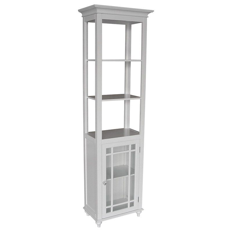 Elegant Home Fashions Neal Collection Shelved Linen Tower, White