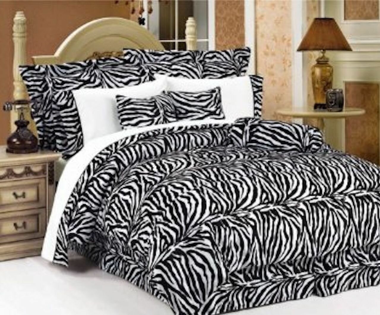 7Pcs Queen Zebra Animal Kingdom Bedding Comforter Set