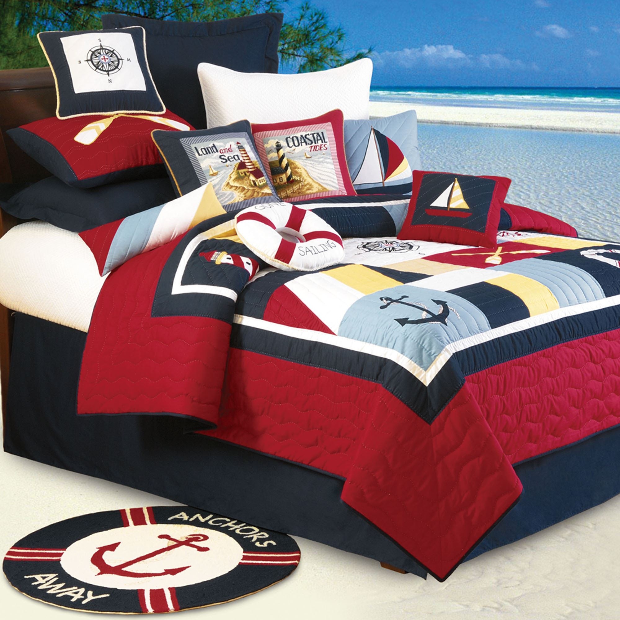 Nautical Themed Quilts Ideas On Foter   Sail Away Nautical Beach Quilt 